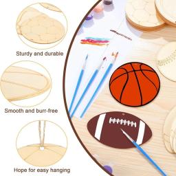 Pingentes De Pendurado De Bola De Esportes De Madeira, Ornamento De Bolas Multi, Decorações De Festa Temática De Futebol, Suprimentos De Pintura DIY, 12Pcs por Conjunto - Image 3