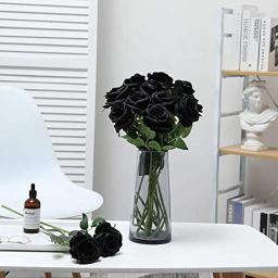 9 pçs flores artificiais seda preto rosa falso preto rosa bouquet para peças centrais mesa de jantar escritório em casa festa de casamento - Image 6