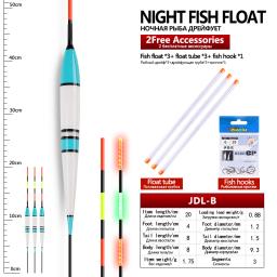 Flutuadores luminosos com 3 lâmpadas noturnas, 3 tubos flutuantes + 1 saco de presente, ganchos, dois modelos, ferramenta de rolha de pesca do lago, sem bateria - Image 1