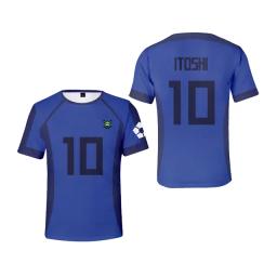 Camiseta de time de futebol anime masculina, camiseta solta estampada 3D, manga curta, fechadura azul, moda casual, infantil, 2024 - Image 4