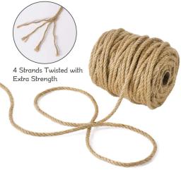 Fio de juta para artesanato DIY, 100% natural, corda de cânhamo, cordão, jardinagem, rede, decoração de casa, 1-14mm - Image 4