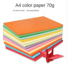 100 pces a4 papel de cópia colorido quadrado cartão jardim de infância origami estudantes produção diy de materiais de papel colorido - Image 1