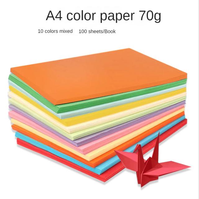 Papel Colorido A4 para Origami: 100 Peças de Cartão Quadrado para Crianças e Projetos DIY