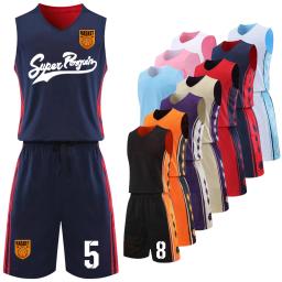Camisa de basquete dupla face conjunto invertido basquete uniforme masculino impresso esportes terno ambos os lados camisa de treinamento shorts personalizado - Image 1