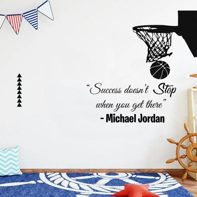 Adesivos de parede de basquete com citações motivacionais, decoração inspiradora para quartos infantis e fãs do esporte