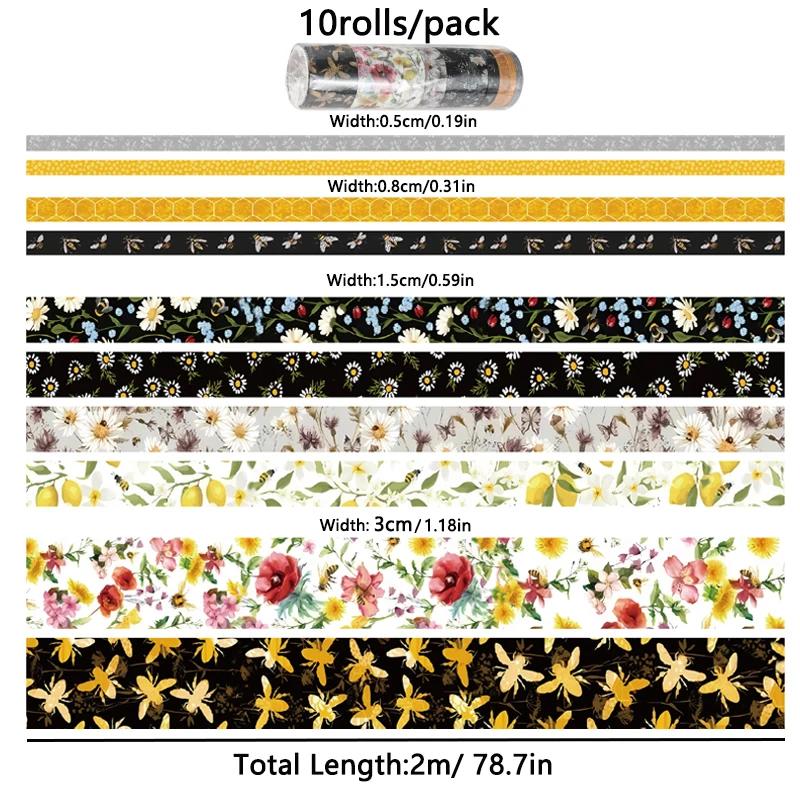 JAI IMANER-Fita Decorativa Temada Washi Bee, Adesivo para Artesanato DIY, Embrulho de Presente, Suprimentos Scrapbooking, 10Pcs por Conjunto - Image 1