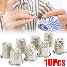 10/1 pçs dedal de costura de metal protetor de dedo para diy artesanato costura dedal protetor boné costura à mão bordado dedo dedal - Image 1
