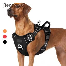 Benepaw-No Pull Dog Harness, No Choke, fácil alça de controle, Reflective Pet Harness, ajustável macio acolchoado colete do cão, 2 Clipes Trela - Image 1