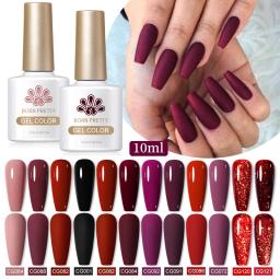 NASCIDO PRETTY-Polonês Semi Permanente para Unhas, Manicure Art, Soak Off, Vernizes UV LED, Suprimentos para Unhas, Vermelho Fosco, 10ml, 130 Cores - Image 1