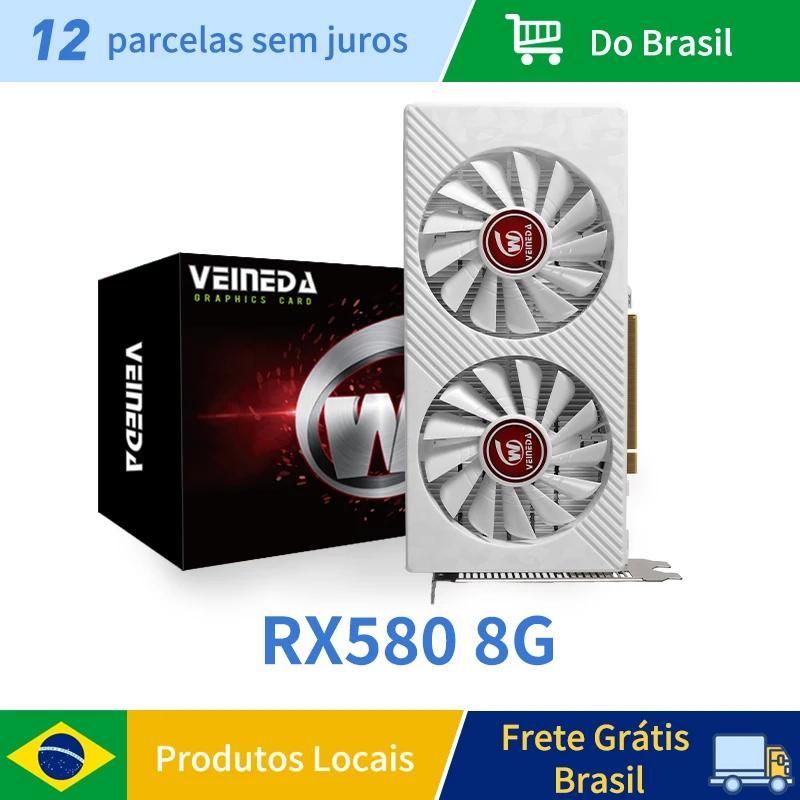 Placa gráfica veineda rx 580 8gb 2048sp 6pin placa de videogame gddr5 256bit pci express 3.0 × 16 radeon gpu rx580 8g - Image 1