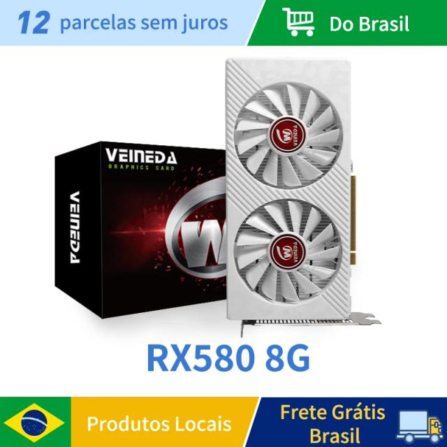 Placa gráfica veineda rx 580 8gb 2048sp 6pin placa de videogame gddr5 256bit pci express 3.0 × 16 radeon gpu rx580 8g