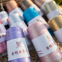 Lurex-Sequined Companion Glitter Yarn para tricô e crochê, fio metálico, dourado, frete grátis - Image 1
