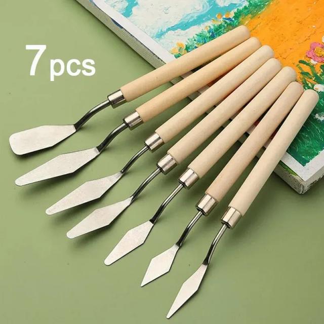 Conjunto de 7 Facas de Aço Inoxidável para Pintura a Óleo - Espátulas e Paletas para Artistas e Artesanato