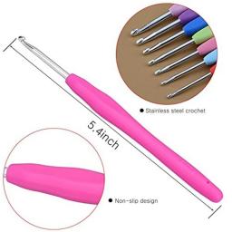 Conjunto ergonômico de crochê para iniciantes, Kit extra longo, agulhas de crochê, tricô, acessórios tricot, confortável - Image 5