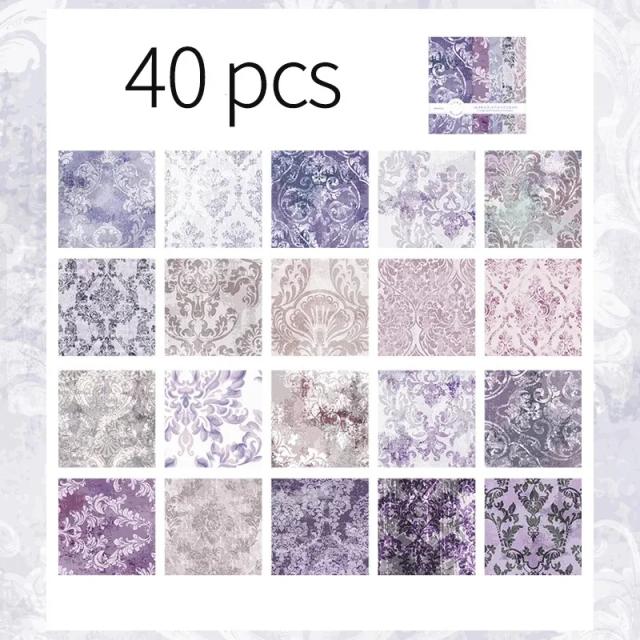Papel de Fundo Floral Grande para Scrapbooking e Diários - Pacote com 40 Peças Decorativas