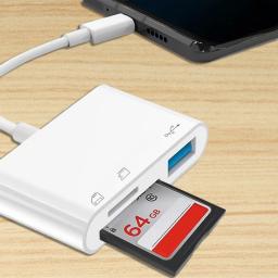 3 em 1 tipo-c micro adaptador tf cf leitor de cartão de memória sd USB-C para macbook huawei samsung xiaomi otg escritor flash compacto - Image 4