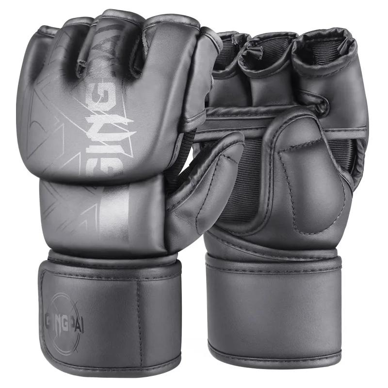 Luvas de boxe meio dedo para homens e mulheres, cinco dedos, respirável, treino prático, lutador sanda, adulto - Image 1