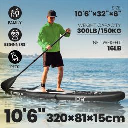 Prancha SUP inflável antiderrapante, prancha de remo, prancha de turismo, wakeboard, trajes de longboard, 10'6"×32"×6" - Image 2