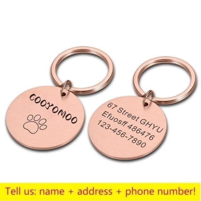 Etiqueta Personalizada para Animais de Estimação: Nome, Endereço e Registro Antiperda para Gatos e Cachorros