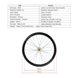Conjunto de rodas de bicicleta de engrenagem fixa POLSO Conjunto de rodas de bicicleta Fixie dianteiras e traseiras de liga de alumínio - Image 4