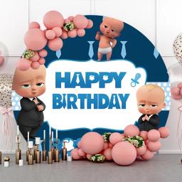 Banners de desenhos animados personalizados para bebê, fundo azul, decoração suprimentos, festa de aniversário, foto, estúdio de fotografia, menino, crianças - Image 3