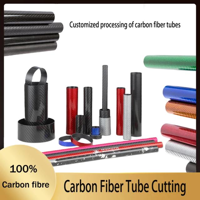 Tubo de fibra de carbono 3k colorido, corte de haste de fibra de carbono, personalização de tubo de carbono, processamento de fibra de carbono