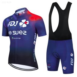 Conjunto de camisa de ciclismo 2023 fdj ciclismo terno da bicicleta manga curta roupas ciclismo maillot camisa ciclismo bib shorts - Image 1