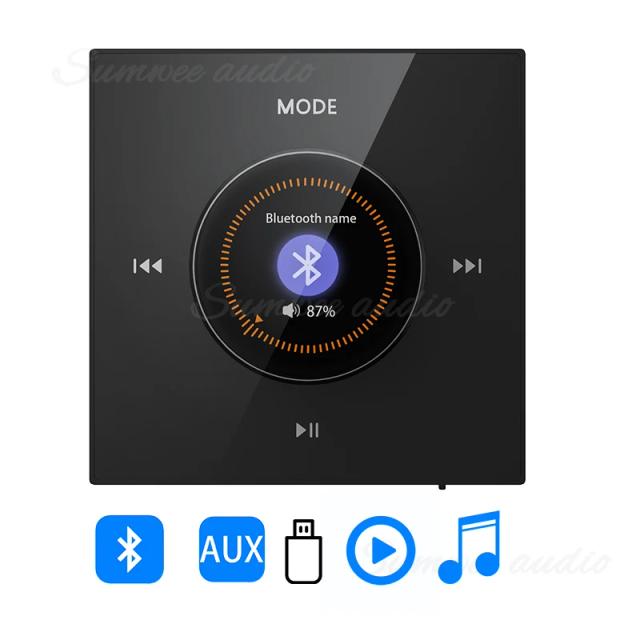 Mini Painel Amplificador de Parede Bluetooth Hi-Fi para Home Theater com Som Estéreo e Design Inovador 86X