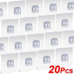 20/1 pçs multi-purpose gancho auto adesivo forte adesivo ganchos de parede pendurado titular gancho para cozinha banheiro organizador prateleira gancho - Image 1