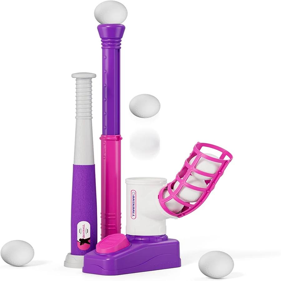 Conjunto de beisebol com pitching machine T ajustável, taco telescópico e bolas, brinquedo esportivo ao ar livre no quintal, Halloween e Natal - Image 1