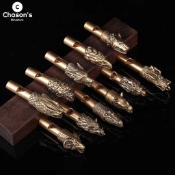 Apito de bronze coppery animais selvagens javali águia leão lobo árbitro ao ar livre assobios chaveiro pingentes decoração 12 zodiac decoração - Image 1