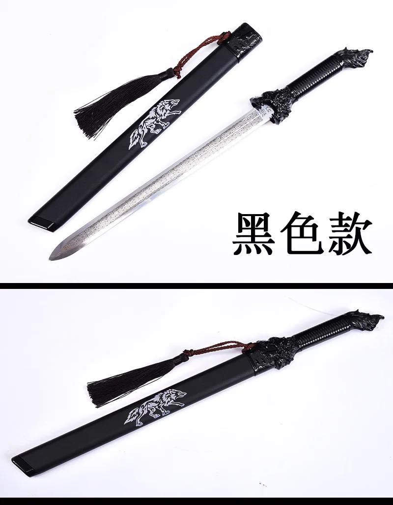 Espada de aço inoxidável chinês, lâmina cozida, qualidade artesanal real, lobo cinzento, estilo curto, impressão a laser, Jian - Image 1