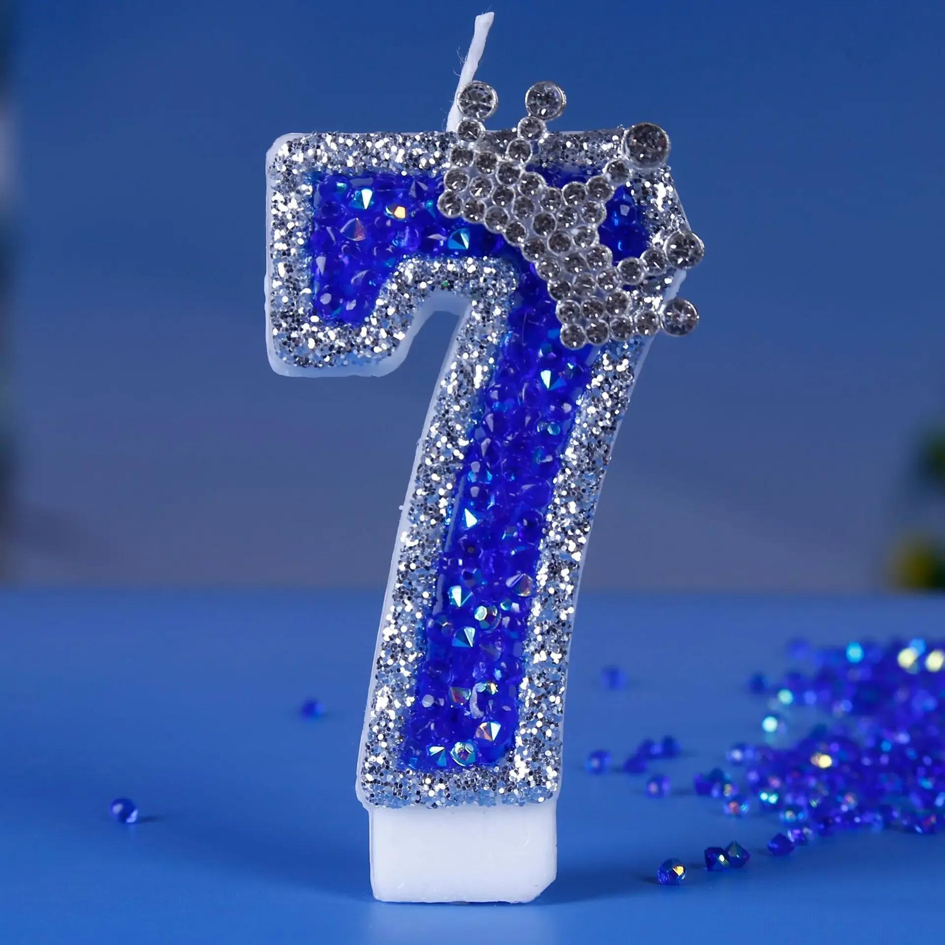 Número Vela De Aniversário Para Crianças, Coroa Brilhante, Digital Cake Topper, Decoração De Festa De Aniversário, Suprimentos De Favor - Image 1