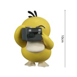 10cm anime estatueta pokemon psyduck tirar fotos boneca de ação kawaii dos desenhos animados decoração de mesa ornamento pvc modelo estátua brinquedo - Image 6