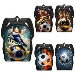 Cool futebol dourado com mochila estampa coroa, mochila esportiva para crianças, mochilas escolares para estudante adolescente, mochila de futebol - Image 1
