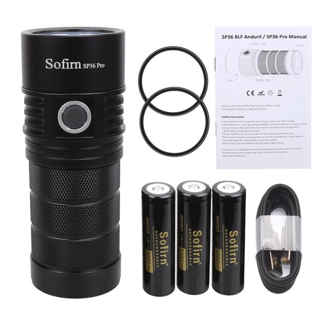 Lanterna LED Sofirn-SP36 Pro Recarregável com USB-C, 8000lm e 4x SST40 para Iluminação Poderosa