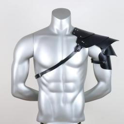 Armadura de ombro multicamada masculina, estilo guerreiro viking preto, armadura retrô medieval, acessório de cosplay - Image 1