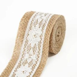 Rolos de fita de serapilheira com renda, fio de juta para bricolage, artesanato artesanal de casamento, linho, decoração de Natal, 2 jardas, 4F - Image 2