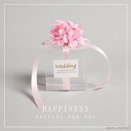 Caixa De Doces Transparente Com Fita De Flores Artificiais, Lembranças De Casamento Para Convidados, Drageias Matte, Caixa De Chocolate Para O Batismo - Image 4