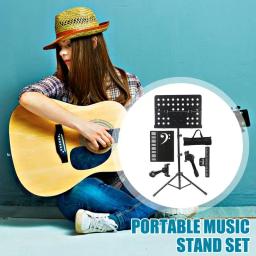 Suporte de partitura para guitarra, Metal ajustável Book Set, folha de música profissional, suporte alto dobrável com saco, 35-55" - Image 4