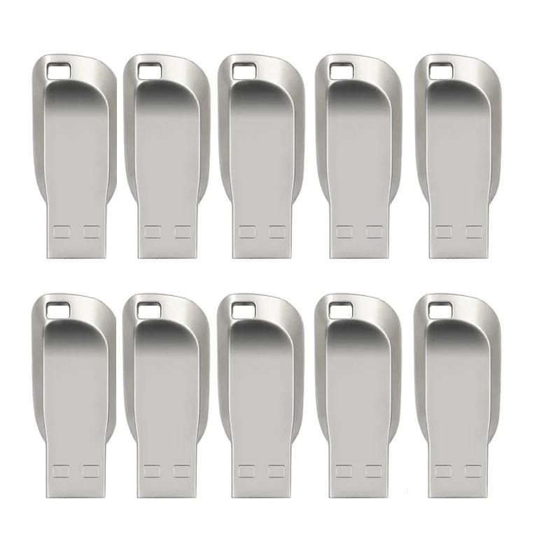10 Pçs/lote USB Flash Drive 4GB 8GB 16GB Metal Pen Drive Pendrive 32GB 64GB Memória Stick 128GB Livre Presente Personalizado USB 2.0 Varas - Image 1