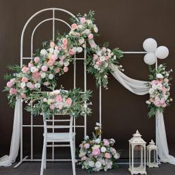 Fundo De Flor Artificial, Arco Do Casamento, Linha De Flores, Arranjo Floral, Foto Props, Branco Puro, Decoração De Casamento De Luxo, Decoração De Palco - Image 6