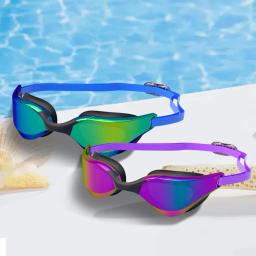 Óculos de natação profissional para adultos, hd, anti-fog, galvanoplastia, máscara de silicone, impermeável, lente grande angular, pára-sol, anti-reflexo - Image 6
