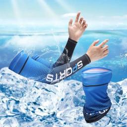 2 Pcs/Set Sun Proteção UV Luvas Longas Protetor de Mão Capa Braço Mangas De Seda De Gelo Ao Ar Livre Braço Cool Sport Ciclismo - Image 1