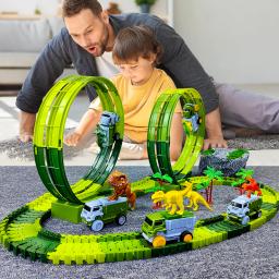 Magical Race Track Toy para meninos, Trilho de carro dinossauro, Brinquedos eletrônicos do carro, Pista flexível, Brinquedos educativos, Presente de aniversário - Image 2