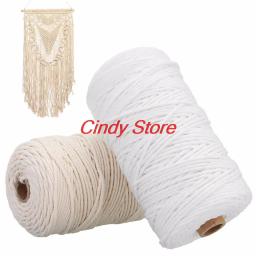 Durável 200m branco algodão cordões natural bege torcido cabo ofício macrame corda diy artesanal casa decorativo fornecimento 3mm - Image 3