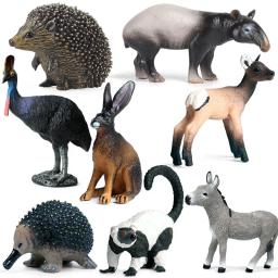Simulação Animais selvagens Figuras de ação, Anta malaia, Ouriço, Waterbuck, Cassoar, Lêmure rufado, Rena, Aves domésticas, Coelho, Brinquedo burro - Image 1