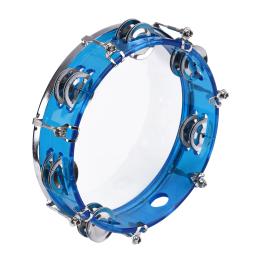 Mão tambor com dupla linha Metal pratos, pandeiro Handbell, Jingles instrumento de percussão, 8 ", 12pcs - Image 1