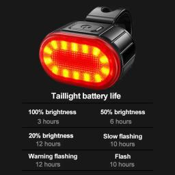 Bicicleta LED frente e luz traseira, USB carga farol, durável ciclismo taillight, bicicleta lâmpada, lanterna acessórios - Image 3