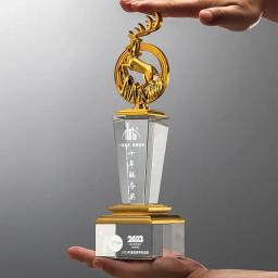 Troféu De Cristal Personalizado High-End, Lembrança Artesanato Presente, Decoração Para Casa, Criativo Metal Deer Troféus, Prêmio Comemorativo, 1Pc - Image 6